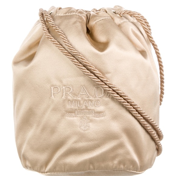 Prada milano raso embroidered bucket bag